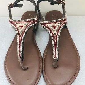 Beaded Multi-Colored Flats with Buckle Backs Sz 7